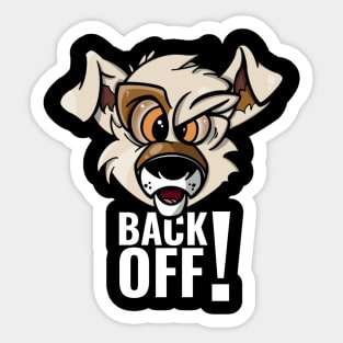 Karate Dog Back Off (white text) Sticker